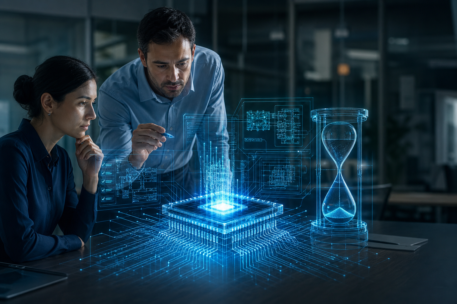AI and human architects completing processor design in fortnight