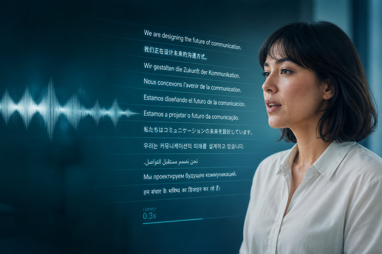 Real-time speech transforming into accurate transcript lines across languages